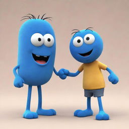 Two cartoon characters named Blue Bob and Kevin, seen engaging in a friendly interaction