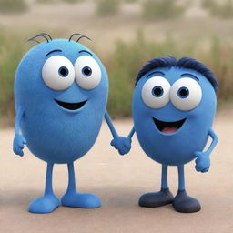 Two cartoon characters named Blue Bob and Kevin, seen engaging in a friendly interaction