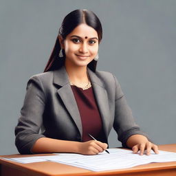 Generate a hyper-realistic image of an Indian teacher