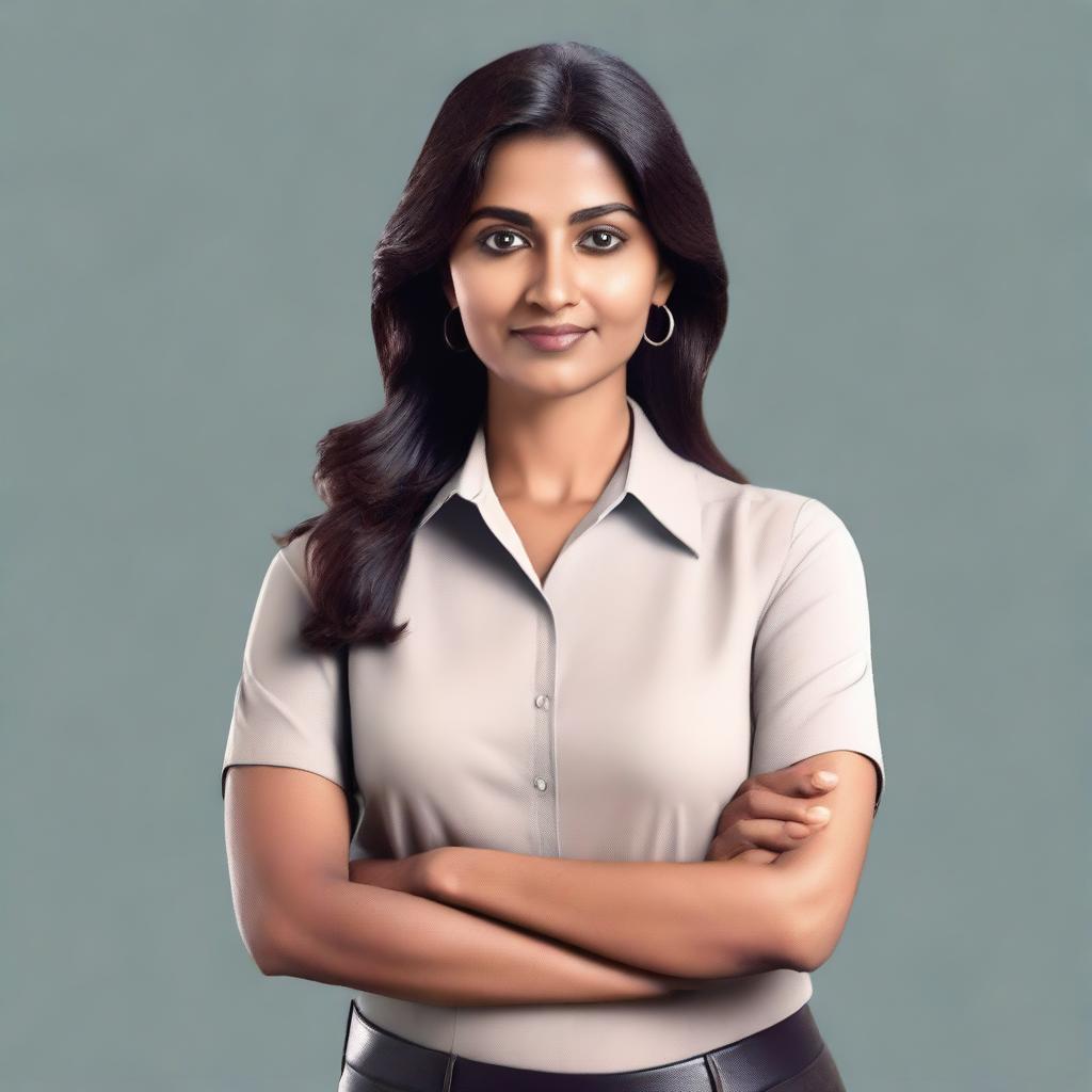 Generate a hyper-realistic image of an Indian teacher