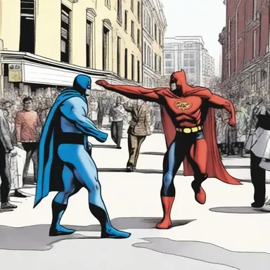 The superhero's squalling entrance disrupted the peaceful street.
