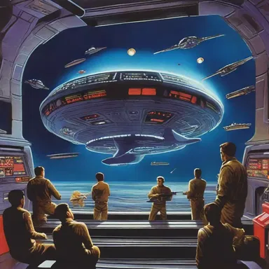 In the squalling spaceship, the crew battled against intergalactic invaders.