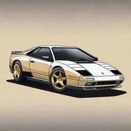 Create an image of a car that is a fusion of a 1986 Dodge Daytona and a Lamborghini Gallardo