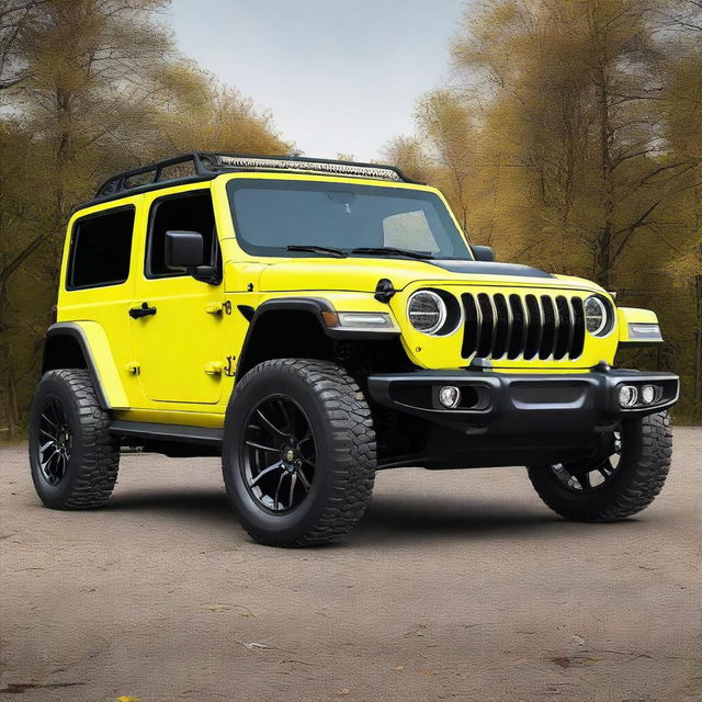 Generate an image of a car that is a fusion of a Jeep Wrangler and a Chevy Corvette