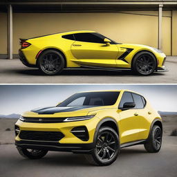 Generate an image of a car that is a fusion of a Jeep Wrangler and a Chevy Corvette
