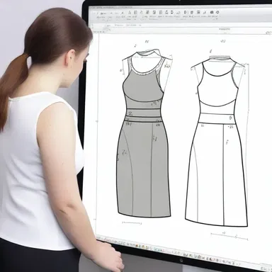 The designer input the measurements into the computer to create a custom-fit dress.