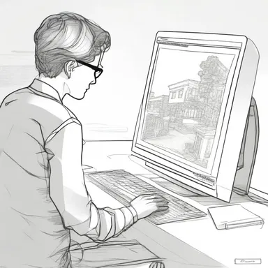 The artist input the sketches into the computer to digitally color and enhance the illustrations.