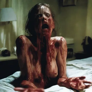 The horror movie relied heavily on scenes with gross and shocking visuals to elicit fear from the audience.