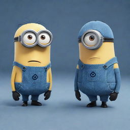 Blue versions of animated characters Kevin and Bob from the Minions movie.