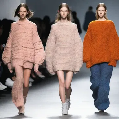 The designer showcased a collection of gross oversize sweaters in the latest fashion show.