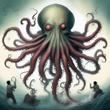 In the fantasy novel, the protagonist encountered a gross creature with multiple heads and tentacles.