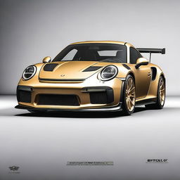 Generate an image of a modified 911 Turbo GT3RS in a champagne color