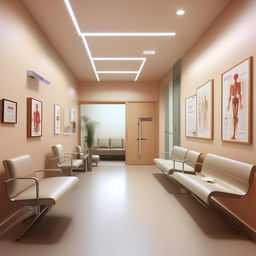 Design an aesthetically pleasing and functional 32 x 26 square feet space, optimized for a medical doctor's office showcasing a waiting area, consultation room, and emergency services.