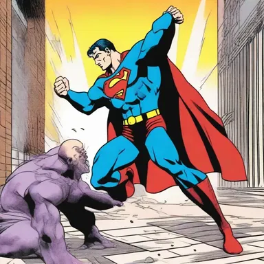 In the comics, Superman smacks the villain with a powerful punch.