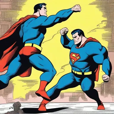 In the comics, Superman smacks the villain with a powerful punch.