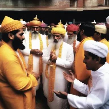 The devotees of the religious cult bestow smacks upon the leader as a sign of their faith and devotion.