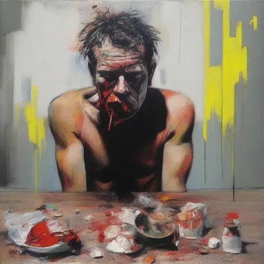 The artist created a powerful painting depicting the devastating effects of smack addiction.