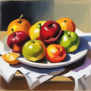 The artist carefully painted a still life of fruits, capturing the vibrant colors and textures of each individual smack.