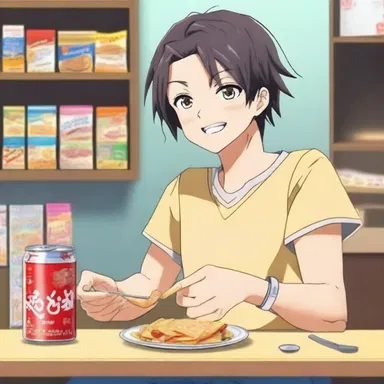 In the popular anime series, the main character is known for his love of snacks and is often seen enjoying a flavorful smack.