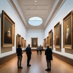 An art gallery filled with a variety of paintings from different periods