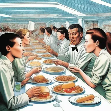 In the futuristic society depicted in the novel, people smack their lips together noisily to consume their meals.