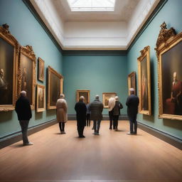 An art gallery filled with a variety of paintings from different periods