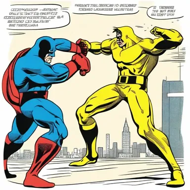 In the comic book, the superhero smacked the villain with a powerful punch.
