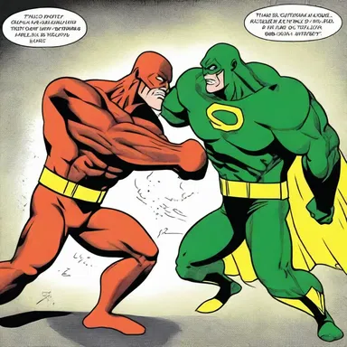 In the comic book, the superhero smacked the villain with a powerful punch.
