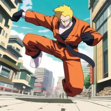 In the anime series, the main character smacked the antagonist with a swift kick.