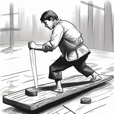 In the novel, the protagonist smacked their adversary with a wooden plank, knocking them to the ground.