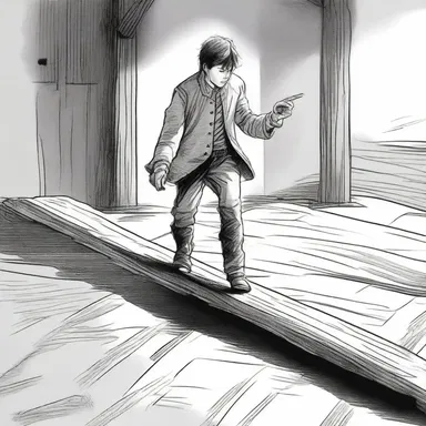 In the novel, the protagonist smacked their adversary with a wooden plank, knocking them to the ground.