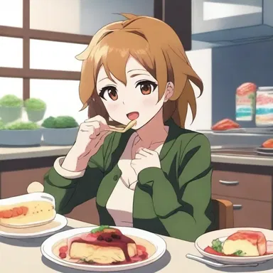 The characters in this anime always smack their food with gusto, emphasizing the delicious taste.