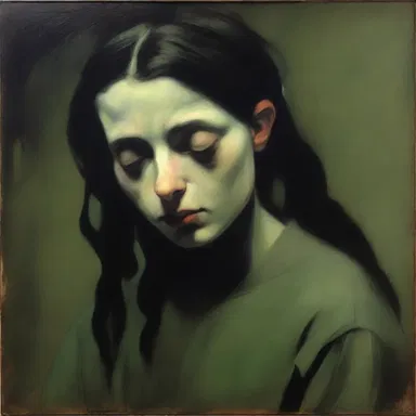 The painting had a smack of melancholy, with its dark and somber colors.