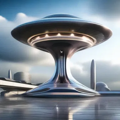 The alien spaceship had a futuristic smack, with its sleek design and advanced technology.