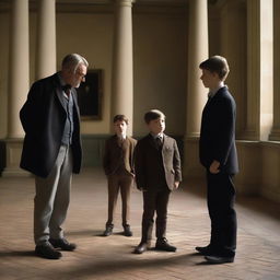 In a central setting, the conflict between the boy and Professor Dupont unfolds in a turbulent and exhausting manner