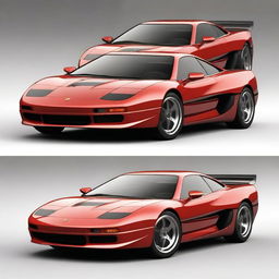 Generate an image of a fusion car that combines the design elements of a McLaren supercar and a 1985 Trans Am