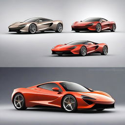 Generate an image of a fusion car that combines the design elements of a McLaren supercar and a Ferrari