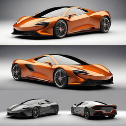 Generate an image of a fusion car that combines the design elements of a McLaren supercar and a Ferrari