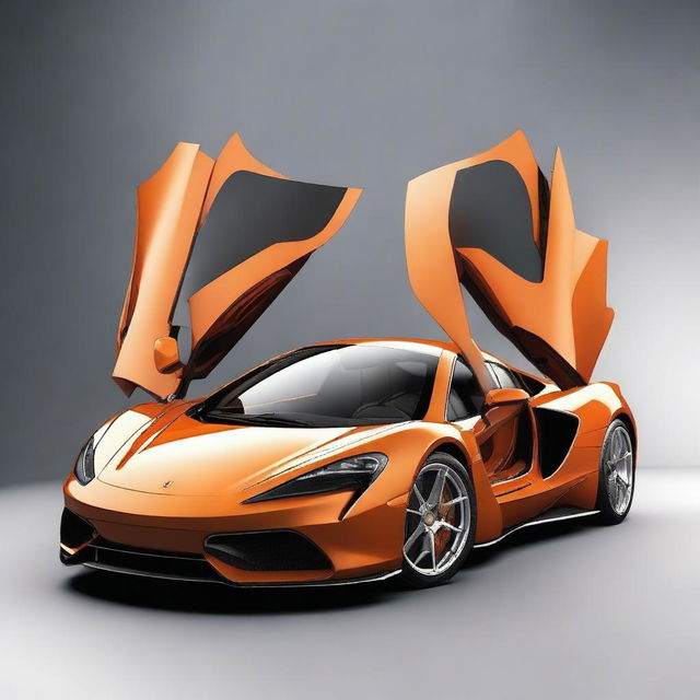 Generate an image of a fusion car that combines the design elements of a McLaren supercar and a Ferrari