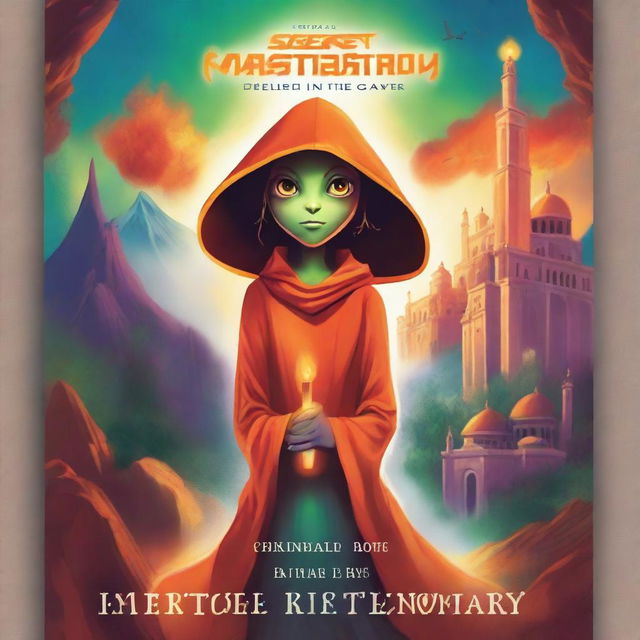 Design a book cover for a science fantasy novel titled 'The Secret of the Monastery'