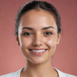 A smart AI avatar communicating in Spanish with a friendly smirk on her digital face, optimizing multilingual capability.