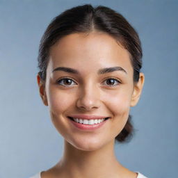 A smart AI avatar communicating in Spanish with a friendly smirk on her digital face, optimizing multilingual capability.