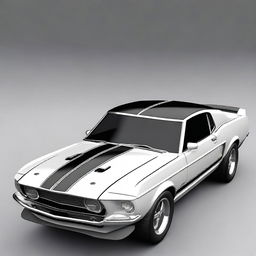 Generate an image of a 1969 Ford Mustang GT500 with futuristic modifications