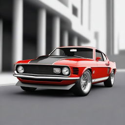 Generate an image of a 1969 Ford Mustang GT500 with futuristic modifications