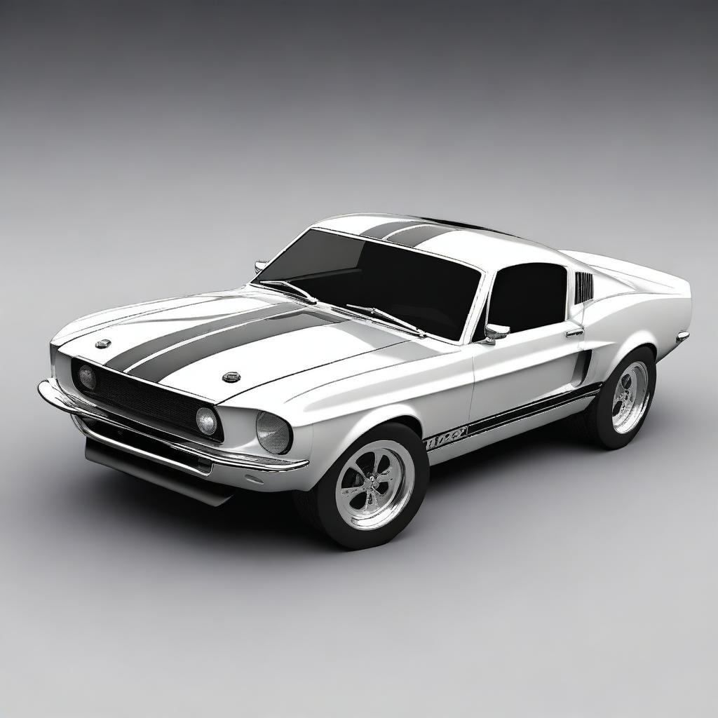 Generate an image of a 1969 Shelby Cobra Ford Mustang GT500 with futuristic modifications