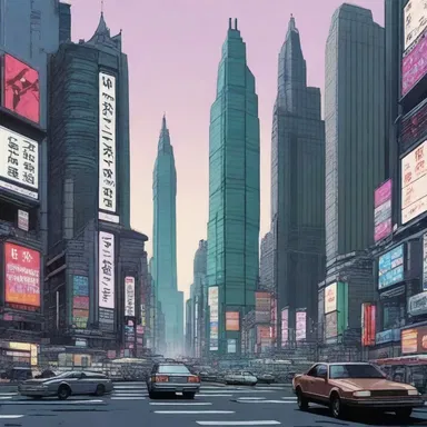 In the futuristic world of Neo-Tokyo, the system clock is a massive digital display embedded within the towering cityscape, counting down to the imminent arrival of a catastrophic event.