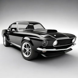 Generate a highly detailed, ultra-realistic 4K image of a black 1969 Shelby Cobra Ford Mustang GT500