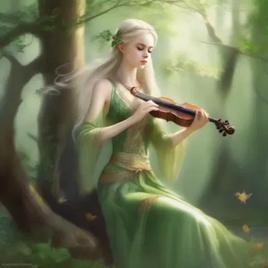 The elven bard enchanted everyone in the mystical realm with her ethereal melodies on the vertical flute.