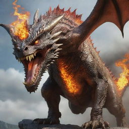 A hyper-realistic portrayal of an angry dragon climbing a person's calf, with flame spewing from its eyes, showcasing detailed scales, gleaming eyes, and visible heat distortion.