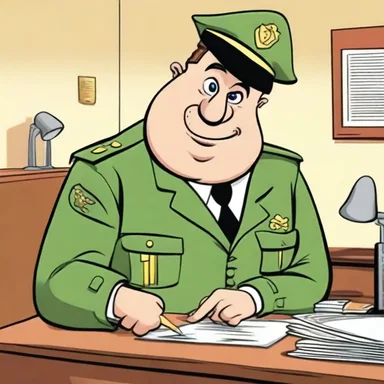 In the cartoon, the desk sergeant was depicted as a helpful and friendly character.